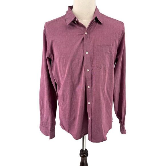 Hawker Rye Men’s Long Sleeve Button-Down Shirt Sz L Burgundy EUC preppy - Picture 1 of 9